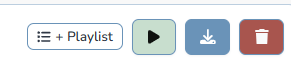 Composer Catalog Files row action buttons: add to playlist, play, download, and delete