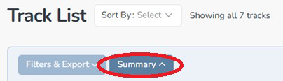 Composer Catalog Track List with the Summary button highlighted